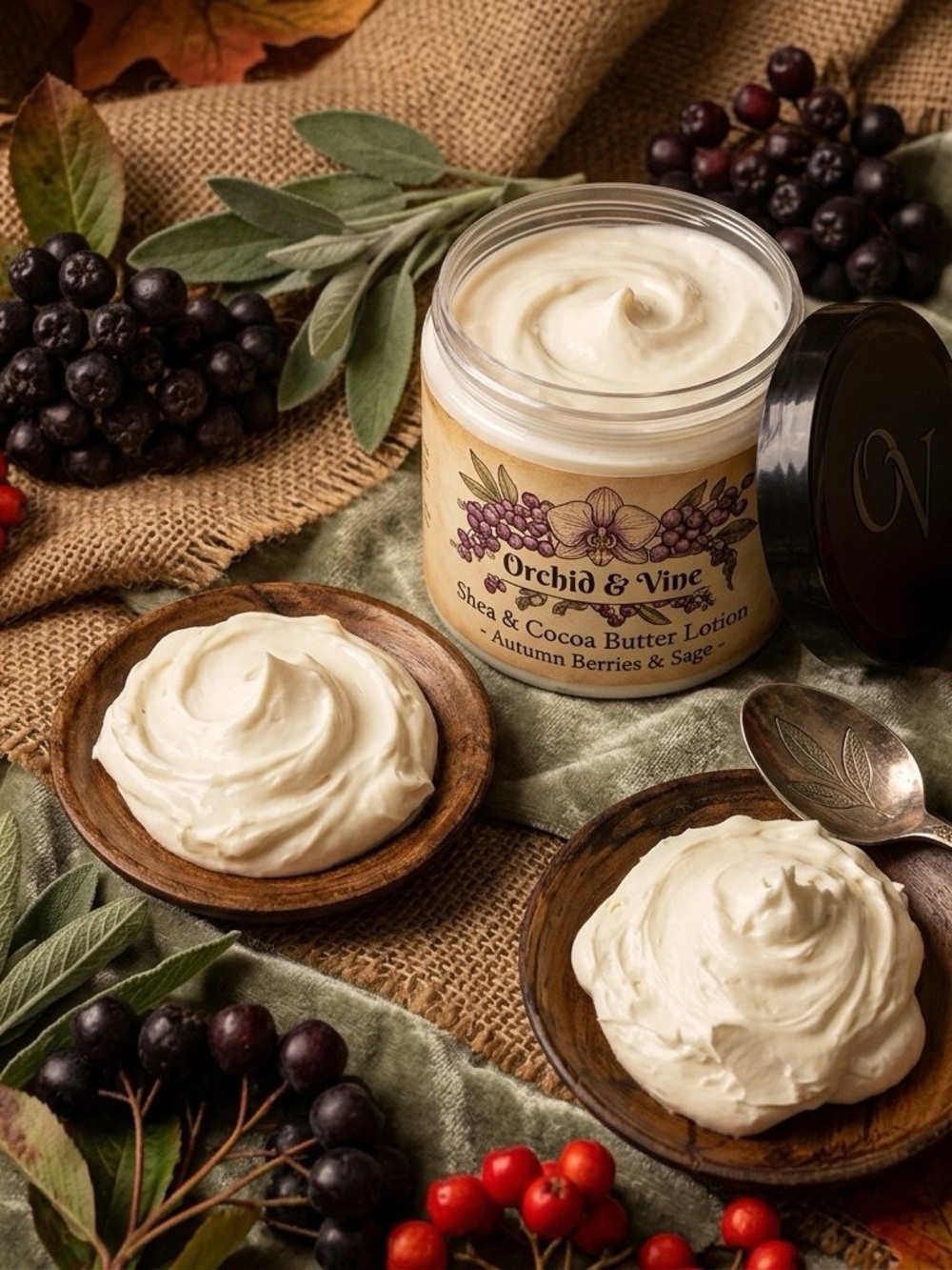 Orchid & Vine Autumn Berries & Sage Shea & Cocoa Butter Lotion Skin Nutrition